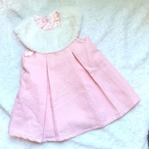 Cat and Jack pink sparkly dress with white fur